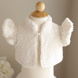 Ivory Flower Girl Accessory Shrug Bolero Cropped Jacket Reversible Lace BWT